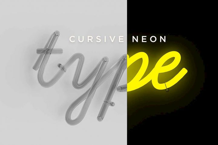 Apply Three Dimensional Lettering With Cursive Neon Type