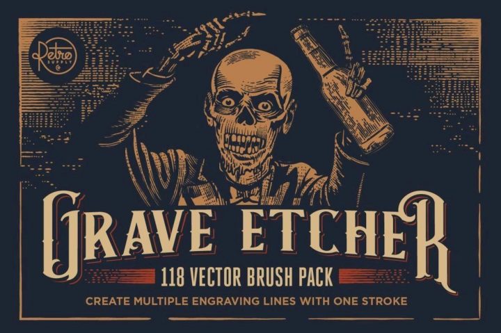 Create Easy Vintage Illustration Effects With Grave Etcher Vector Engraving Brushes