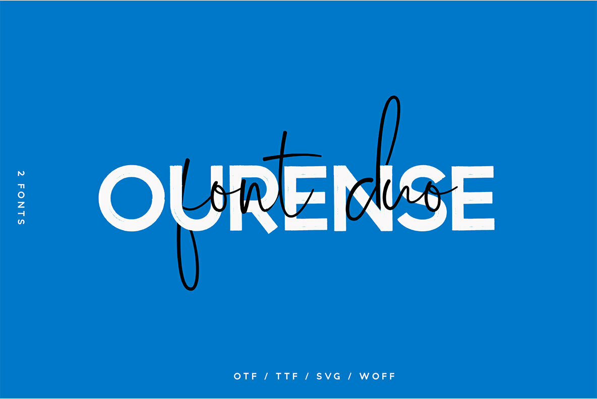Ourense Font Duo Pairs a Strong Brush Sans Serif With a Gorgeous Handwritten Cursive Script - 1