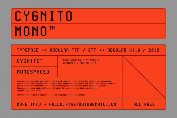 A Debut Type Design From ATK Studio: Cygnito Mono