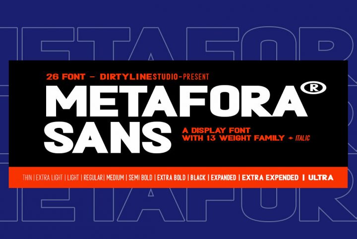 A Bold and Dramatic All-Caps Sans Serif From Dirtyline Studio: Metafora Sans
