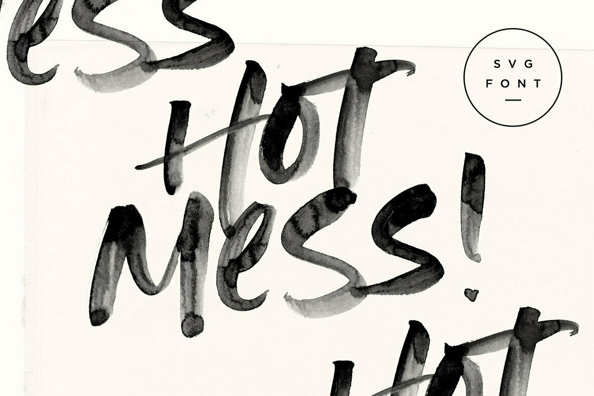 A Watercolor Brush Font With High-Resolution Texture: Hot Mess SVG Font