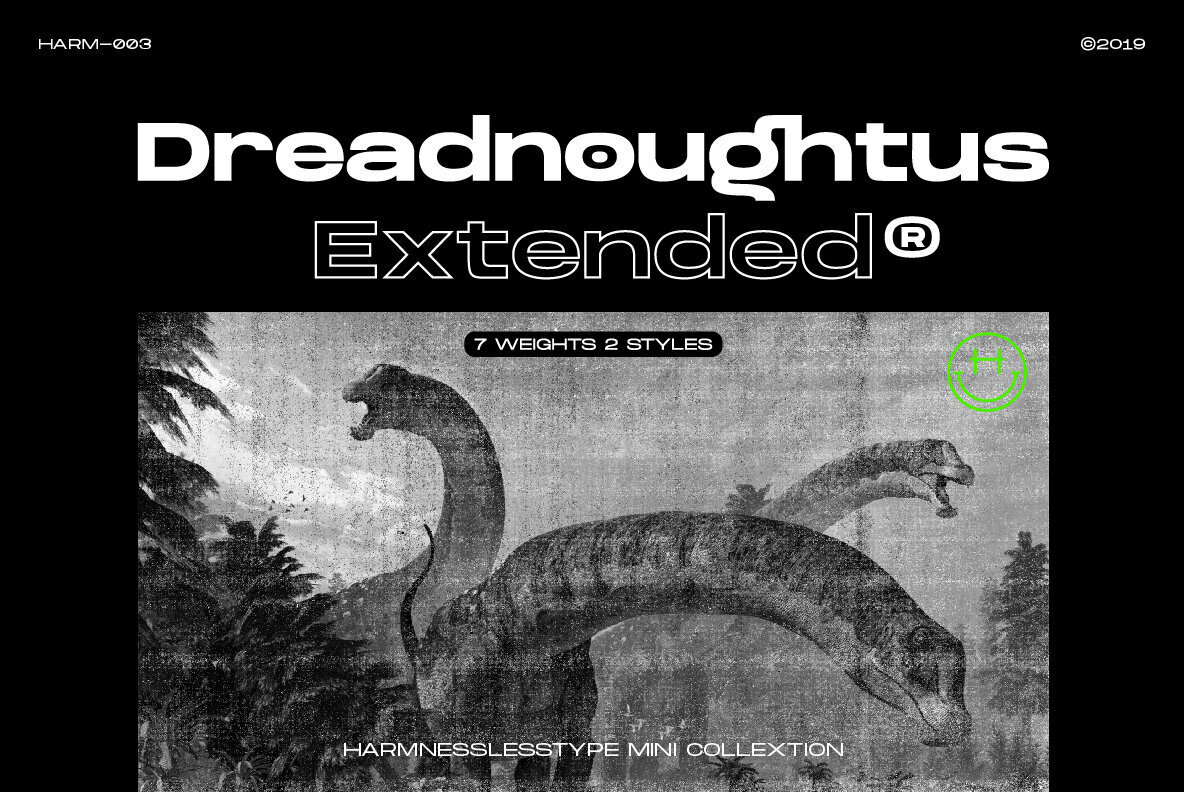 Dreadnoughtus Extended: A Strong Sans Serif With Wide Proportions