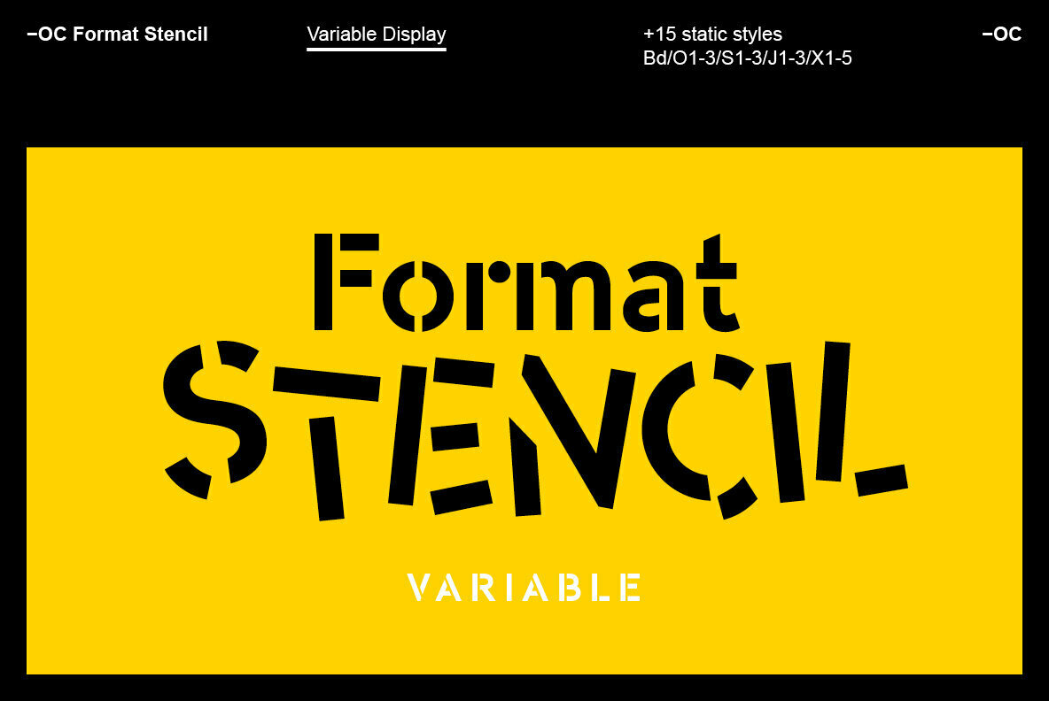 OC Format Stencil: A Variable Stencil Sans Serif From Otherwhere Collective
