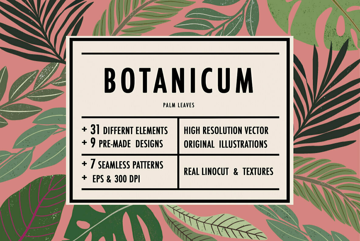 Botanicum: Linocut Illustrations With Vintage Texture From Mii Lab