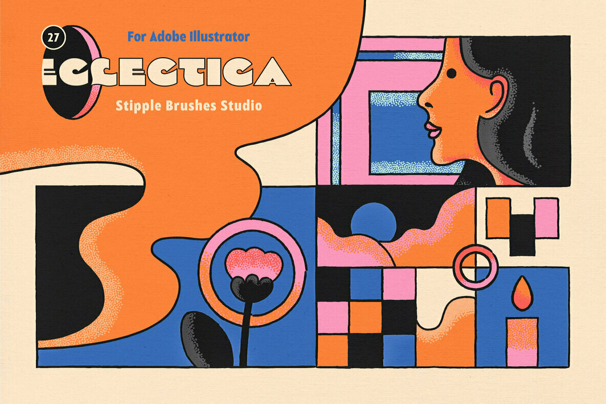 Eclectica Stipple Brushes for Illustrator: 70s Pop Art Style Made Easy!