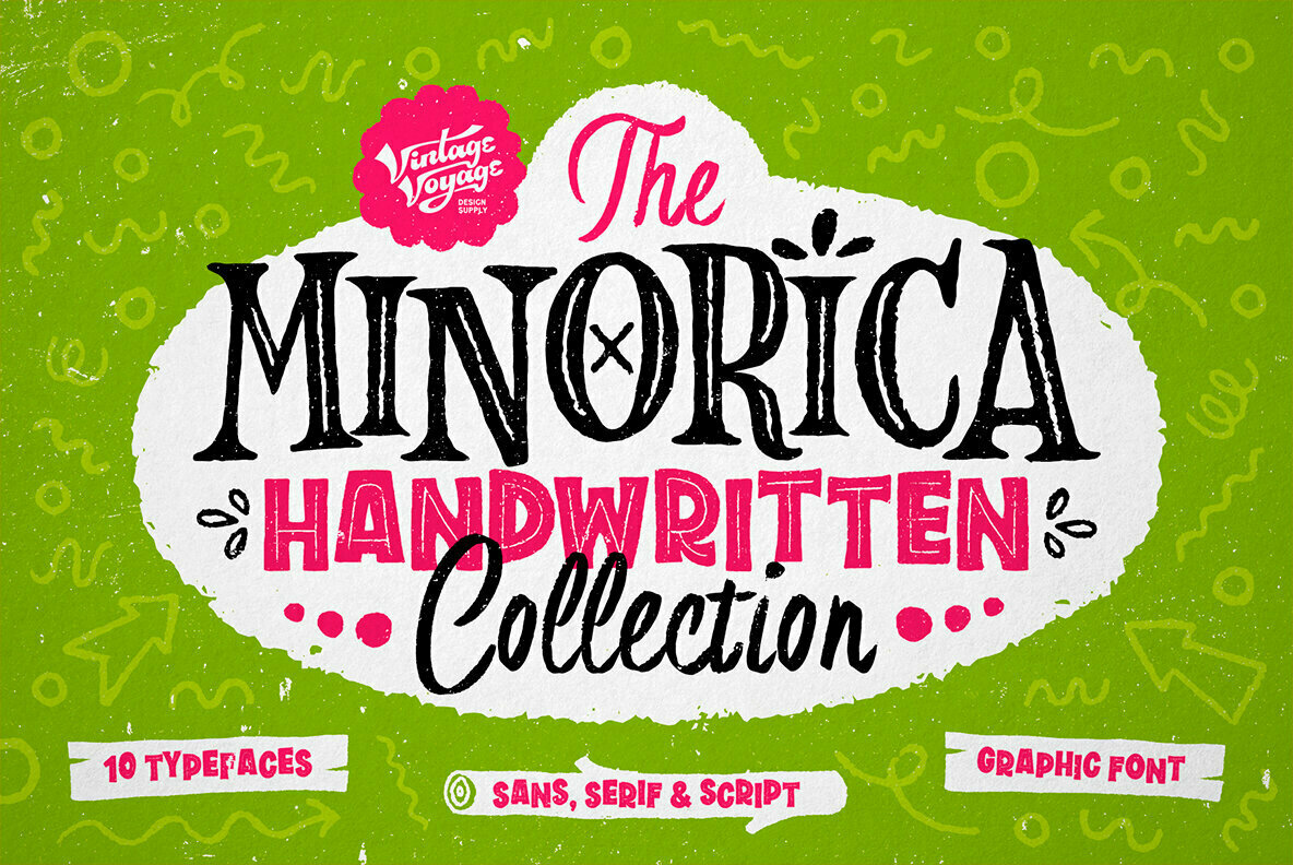 Minorica Handwritten Collection: A Complete Font Kit from Vintage Voyage Design